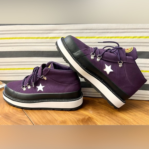 Converse One Star Boot Mid Grand Purple Black White Women's 10 - Picture 2 of 6